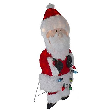 Northlight 32 in. Lighted Chenille Santa with Lights Outdoor Christmas Decoration