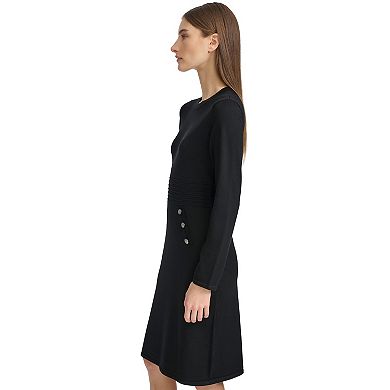 Women's Andrew Marc Long Sleeve Button Pocket Dress