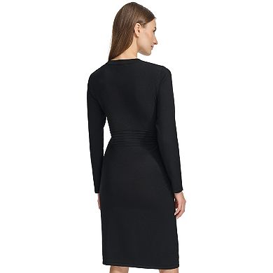 Women's Andrew Marc Long Sleeve Button Pocket Dress