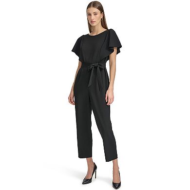 Women's Andrew Marc Ruffle Short Sleeve Tie-Waist Jumpsuit