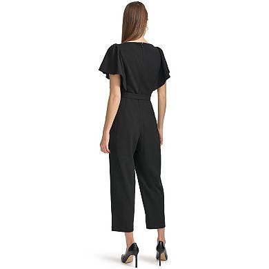 Women's Andrew Marc Ruffle Short Sleeve Tie-Waist Jumpsuit