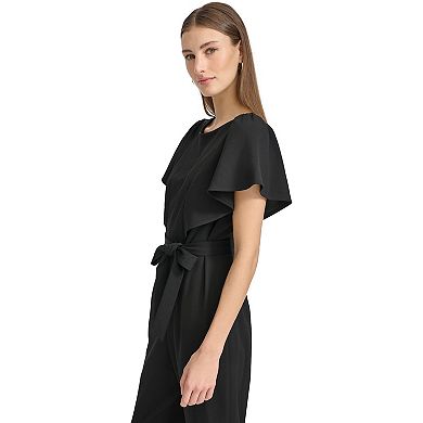 Women's Andrew Marc Ruffle Short Sleeve Tie-Waist Jumpsuit