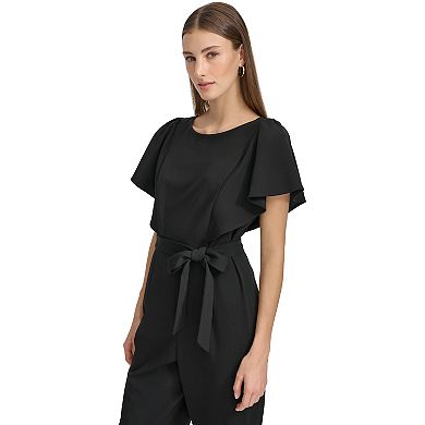 Women's Andrew Marc Ruffle Short Sleeve Tie-Waist Jumpsuit