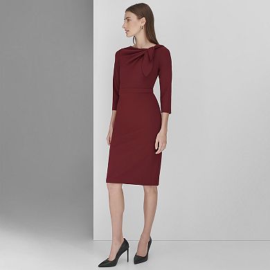 Women's Andrew Marc Elbow Sleeve Neck Tie Sheath Dress