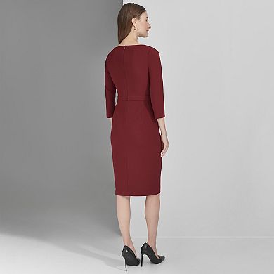 Women's Andrew Marc Elbow Sleeve Neck Tie Sheath Dress