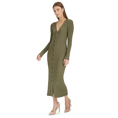 Women's Harper Rose Long Sleeve Button-Up V-Neck Maxi Sweater Dress