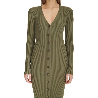 Women's Harper Rose Long Sleeve Button-Up V-Neck Maxi Sweater Dress