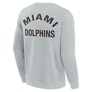 Unisex Fanatics Signature Gray Miami Dolphins Super Soft Pullover Crew Sweatshirt