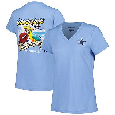 Women's Margaritaville Light Blue Dallas Cowboys Game Time V-Neck T-Shirt
