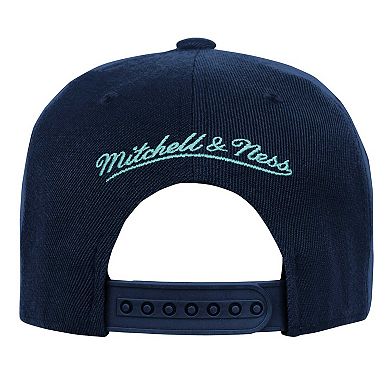 Youth Mitchell & Ness Deep Sea Blue Seattle Kraken Retro Script Color Block Adjustable Hat