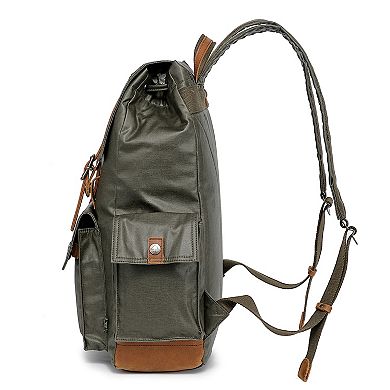 Tsd Brand Urban Light Traveller Canvas Leather Backpack