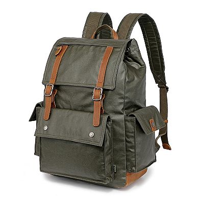 Tsd Brand Urban Light Traveller Canvas Leather Backpack