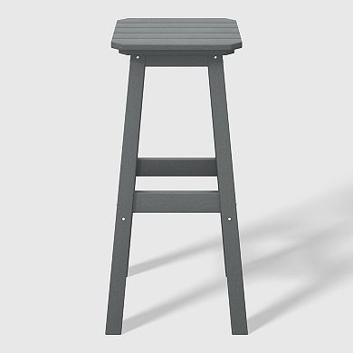 29" Hdpe Outdoor Patio Square Backless Bar Stool