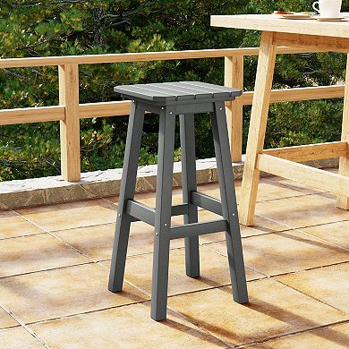 29" Hdpe Outdoor Patio Square Backless Bar Stool