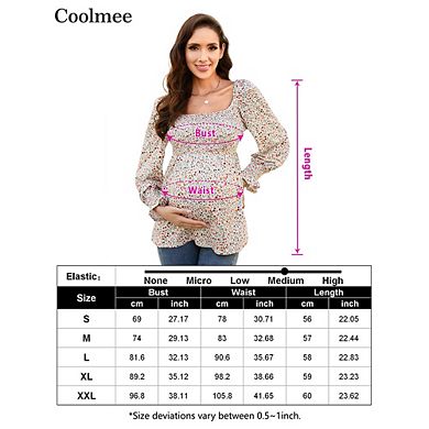 Women's Maternity Tops Square Neck Lantern Sleeve Smocked Babydoll Blouses