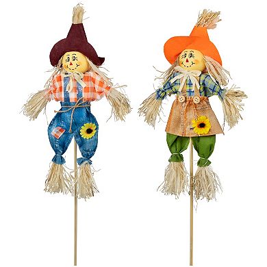 Northlight Boy & Girl Fall Harvest Scarecrow Picks 2-piece Set