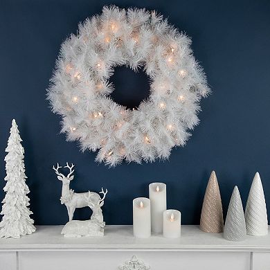 Northlight Pre-Lit White Alaskan Pine Artificial Christmas Wreath