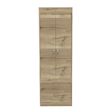 Lisboa Armoire, Rod, Double Door, Two Drawers, Metal Handles