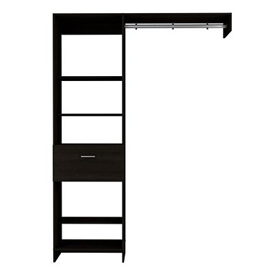 Manchester 150 Closet System, Metal Rod, Five Open Shelves, One Drawer