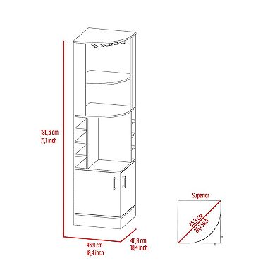 Syrah Corner Bar Cabinet, Two External Shelves