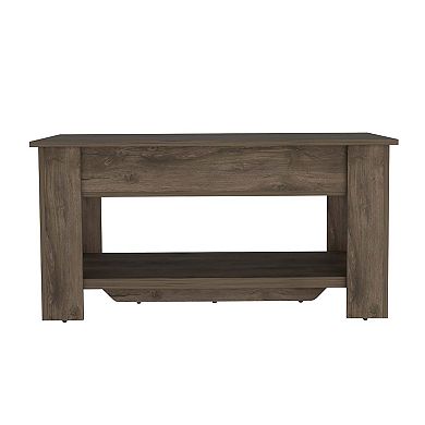 Austin Storage Table, One Extendable Table Shelf, Four Legs, Lower Shelf