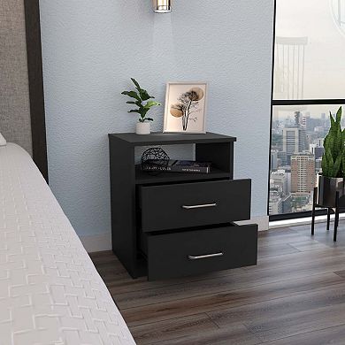 Napoles Nightstand, Superior Top, Two Drawers, One Shelf