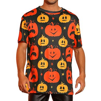 Men's Short Sleeved Party Graphic Tee Pumpkin Printed T-shirt