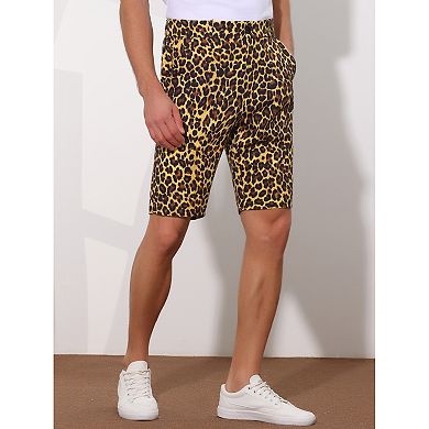 Animal Patterned Shorts For Men's Summer Regular Fit Flat Front Print Shorts