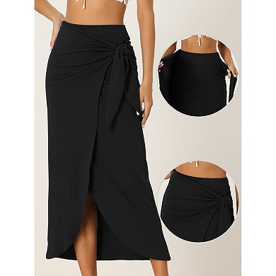 Women's Boho High Waisted Long Skirt Summer Beach Maxi Wrap Skirts With Slit
