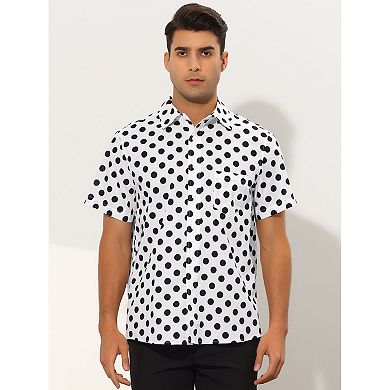 Dress Shirts For Men's Slim Fit Polka Dots Button Short Sleeves Short Shirts Tops
