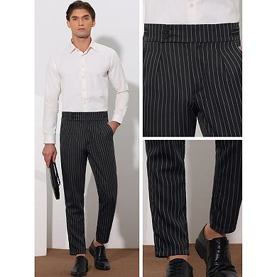 Striped Tapered Pants For Men's Pleated Front Formal Dress Pants