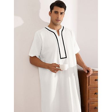 Nightshirts For Men's Loose Fit Short Sleeves Color Block Sleepshirts Nightgown