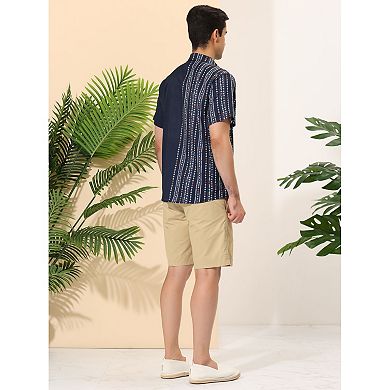 Men's Summer Striped Patchwork Short Sleeves Hawaiian Shirt