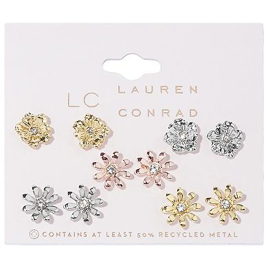 LC Lauren Conrad Tritone Flowers Earrings 5 Pack Set