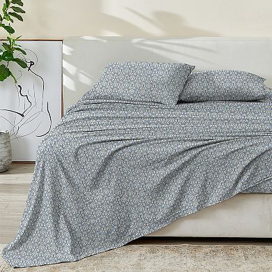 Patina Vie Maison Percale Vintage Printed Bed Sheet Set with Pillowcases