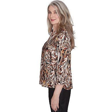 Petite Alfred Dunner Brushstroke Textured Button Down Top