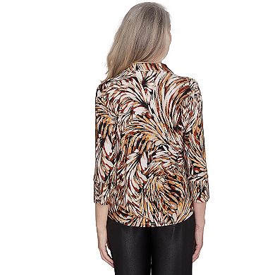 Petite Alfred Dunner Brushstroke Textured Button Down Top