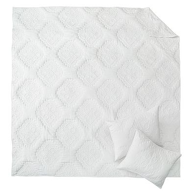 Levtex Home Muslin Stitch White Quilt Set or Euro Sham Set