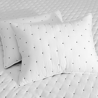 Levtex Home Embroidered Swiss Dot Navy & White Quilt Set or Euro Sham Set