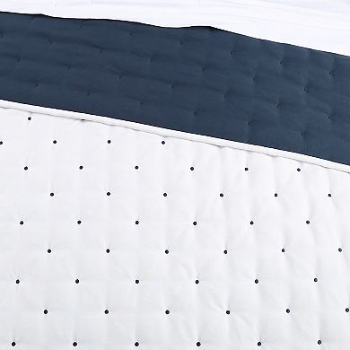 Levtex Home Embroidered Swiss Dot Navy & White Quilt Set or Euro Sham Set