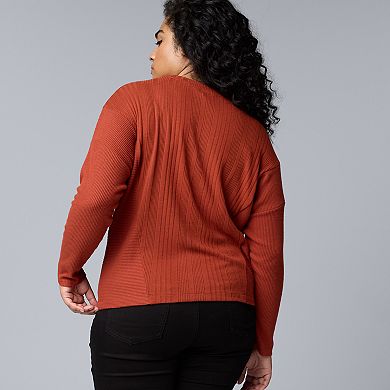 Plus Size Simply Vera Vera Wang Dolman Rib Knit Top