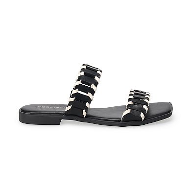 BCBGeneration Lemah Women's Woven Double Band Slide Flat Sandal