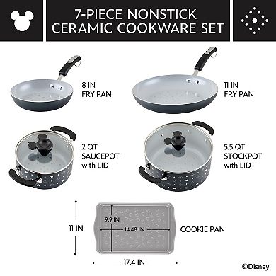 Farberware Disney 7-pc. Monochrome Ceramic Nonstick Cookware Set