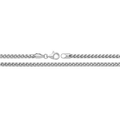 PRIMROSE Sterling Silver Diamond Cut Franco Chain Necklace