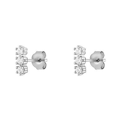 PRIMROSE Sterling Silver Cubic Zirconia Bar Stud Earrings
