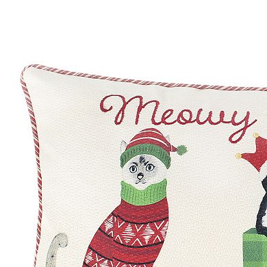 Levtex Home Meowy Christmas Embroidered Throw Pillow