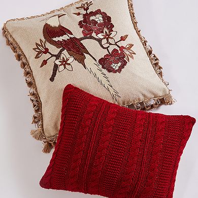 Levtex Home Astrid Red Cable Knit Throw Pillow