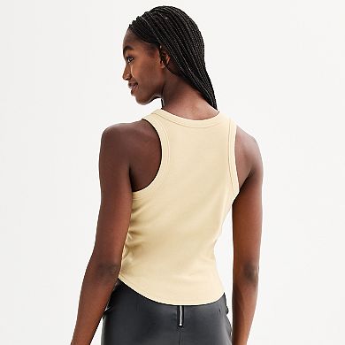 Juniors' Almost Famous Studded Curved Hem Notch Neck Tank Top