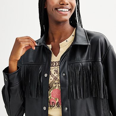 Juniors' Almost Famous Fringe Front Jacket