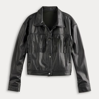 Juniors' Almost Famous Fringe Front Jacket